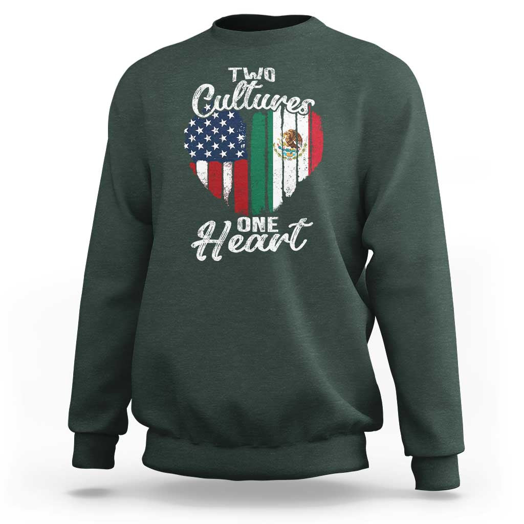 Mexican Roots Sweatshirt Mexican American Flag Two Cultures One Heart - Wonder Print Shop