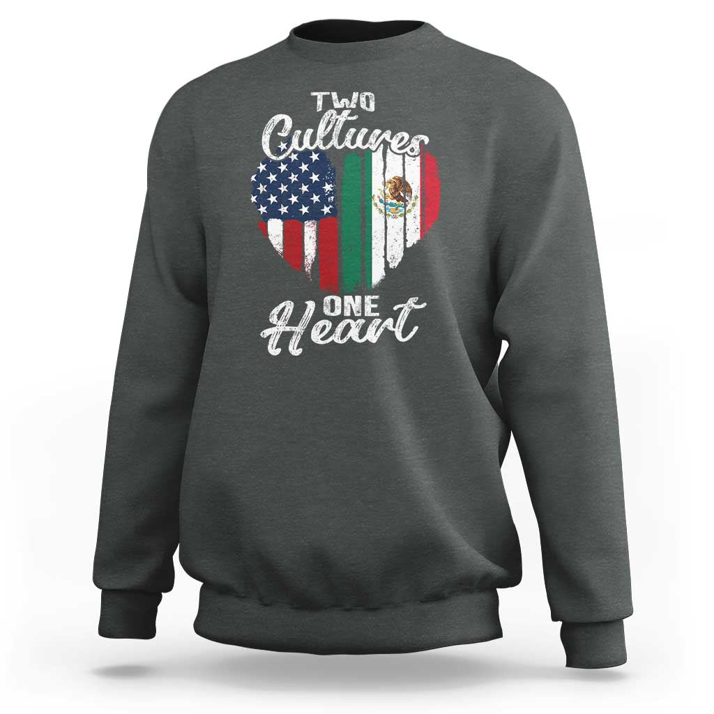 Mexican Roots Sweatshirt Mexican American Flag Two Cultures One Heart - Wonder Print Shop