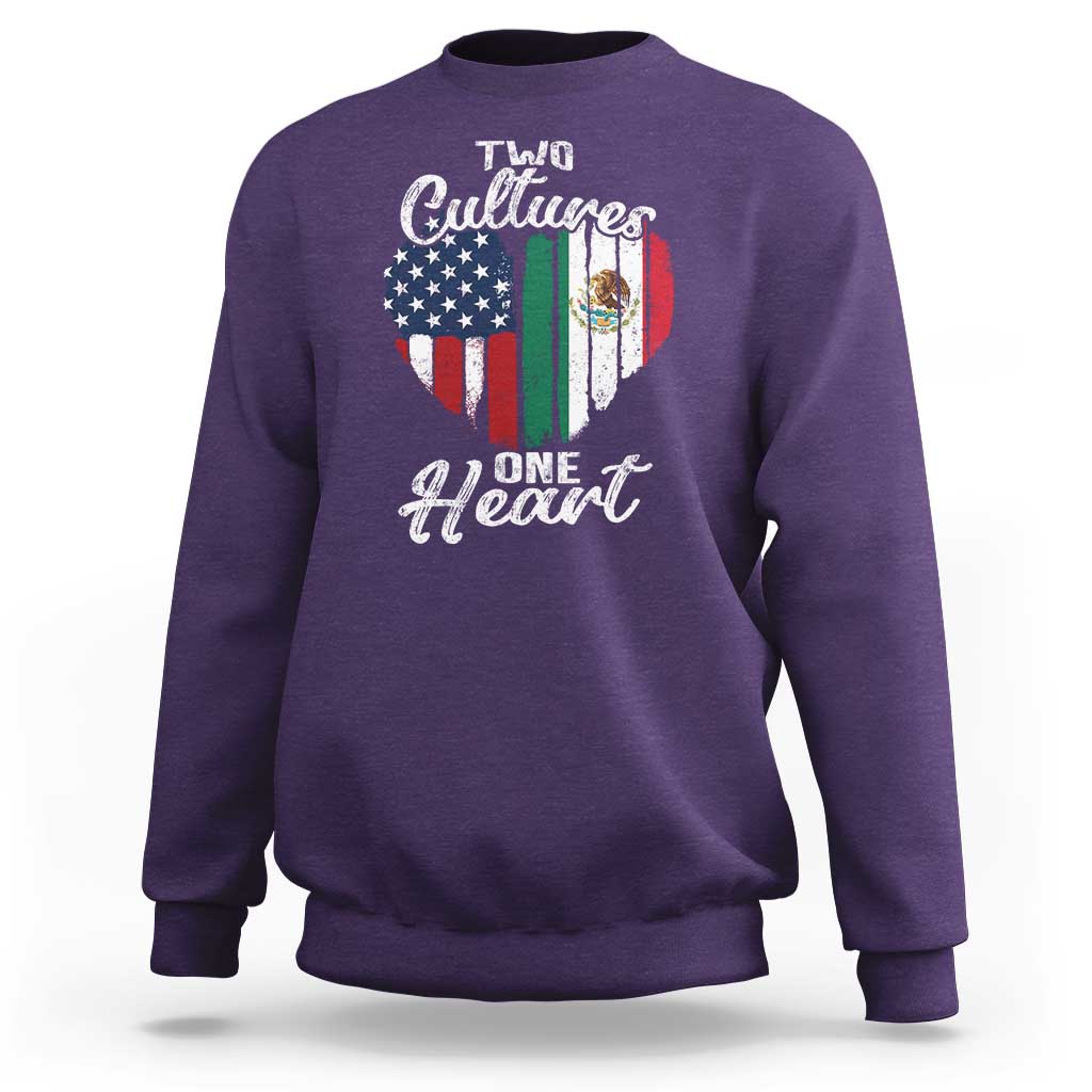 Mexican Roots Sweatshirt Mexican American Flag Two Cultures One Heart - Wonder Print Shop