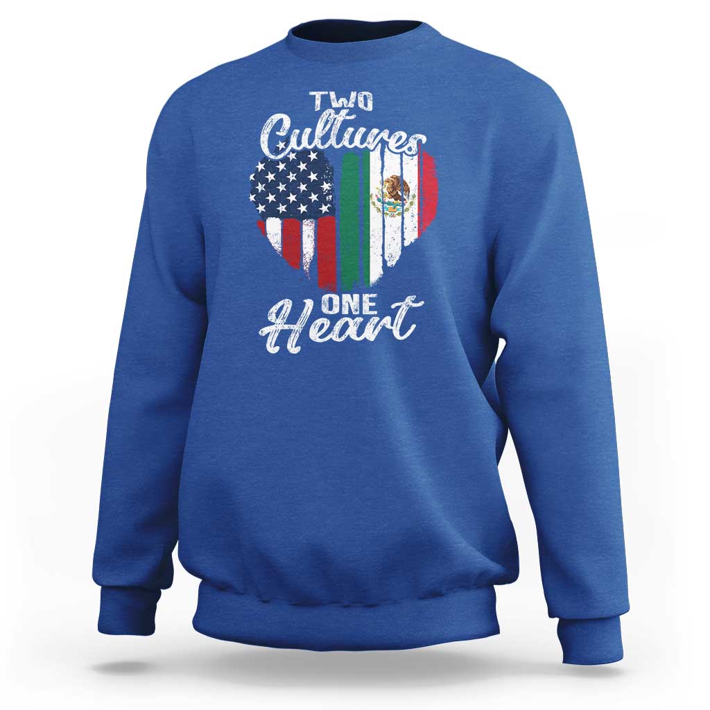 Mexican Roots Sweatshirt Mexican American Flag Two Cultures One Heart - Wonder Print Shop
