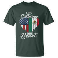 Mexican Roots T Shirt Mexican American Flag Two Cultures One Heart - Wonder Print Shop