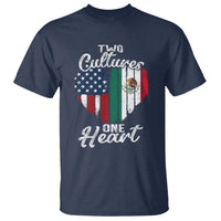 Mexican Roots T Shirt Mexican American Flag Two Cultures One Heart - Wonder Print Shop
