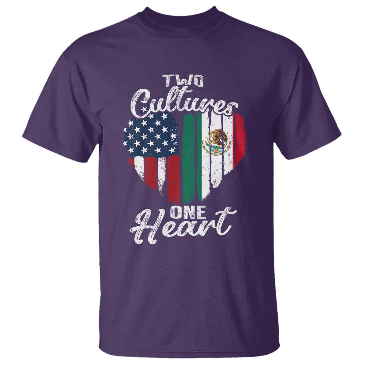 Mexican Roots T Shirt Mexican American Flag Two Cultures One Heart - Wonder Print Shop