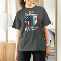 Mexican Roots T Shirt For Women Mexican American Flag Two Cultures One Heart - Wonder Print Shop