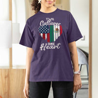 Mexican Roots T Shirt For Women Mexican American Flag Two Cultures One Heart - Wonder Print Shop