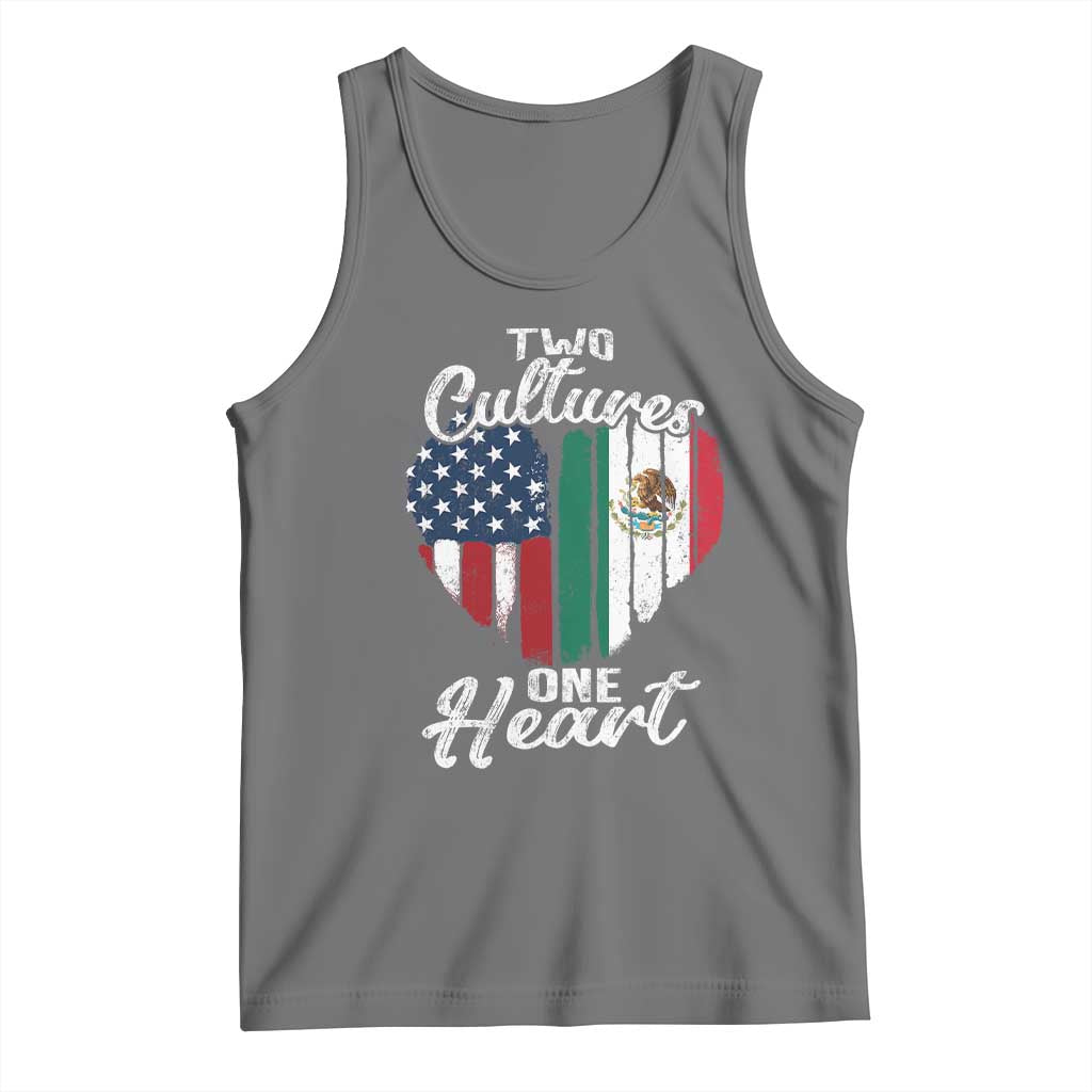 Mexican Roots Tank Top Mexican American Flag Two Cultures One Heart - Wonder Print Shop
