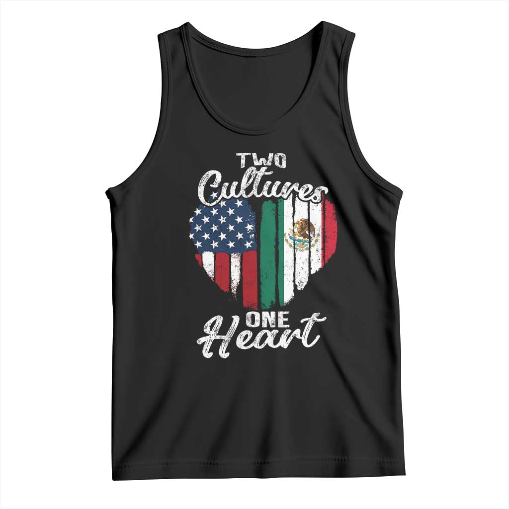 Mexican Roots Tank Top Mexican American Flag Two Cultures One Heart - Wonder Print Shop