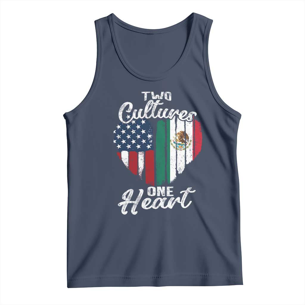 Mexican Roots Tank Top Mexican American Flag Two Cultures One Heart - Wonder Print Shop