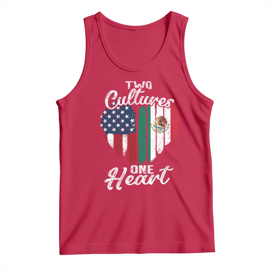 Mexican Roots Tank Top Mexican American Flag Two Cultures One Heart - Wonder Print Shop