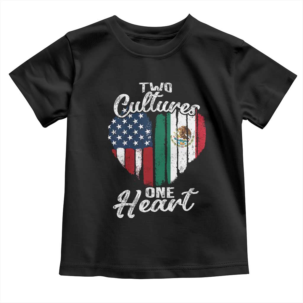 Mexican Roots Toddler T Shirt Mexican American Flag Two Cultures One Heart - Wonder Print Shop