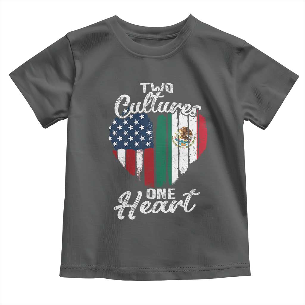 Mexican Roots Toddler T Shirt Mexican American Flag Two Cultures One Heart - Wonder Print Shop