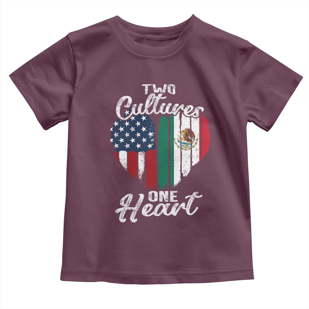 Mexican Roots Toddler T Shirt Mexican American Flag Two Cultures One Heart - Wonder Print Shop