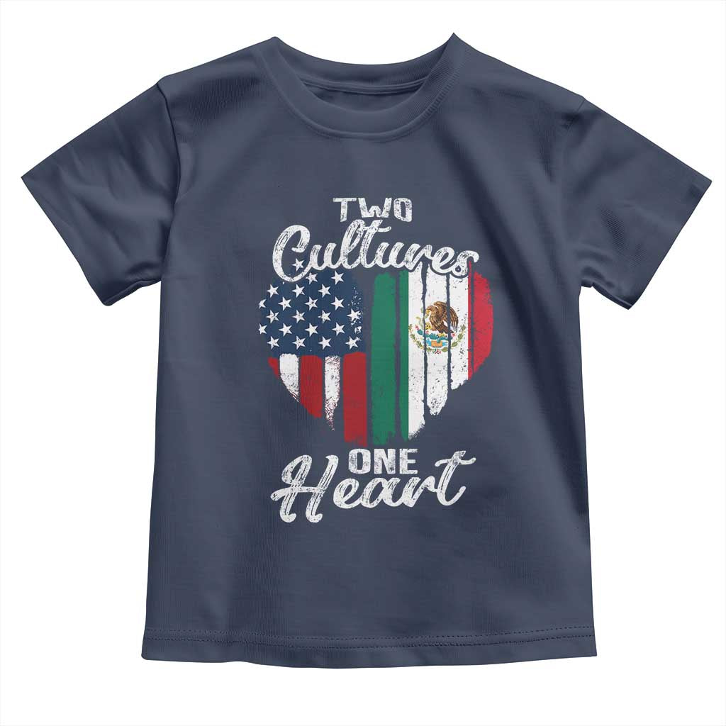 Mexican Roots Toddler T Shirt Mexican American Flag Two Cultures One Heart - Wonder Print Shop