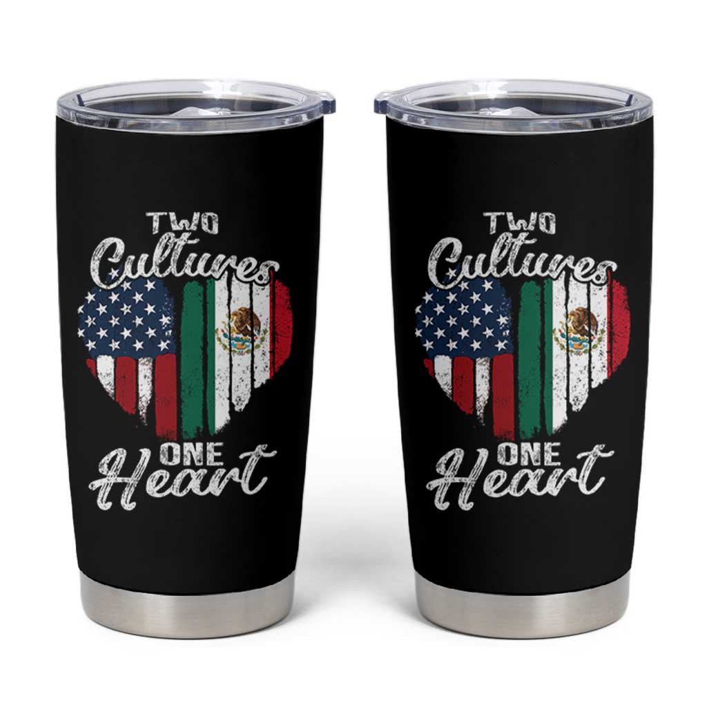 Mexican Roots Tumbler Cup Mexican American Flag Two Cultures One Heart - Wonder Print Shop