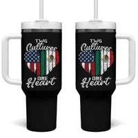 Mexican Roots Tumbler With Handle Mexican American Flag Two Cultures One Heart - Wonder Print Shop