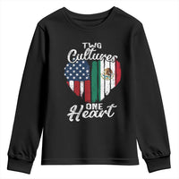 Mexican Roots Youth Sweatshirt Mexican American Flag Two Cultures One Heart - Wonder Print Shop