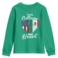 Mexican Roots Youth Sweatshirt Mexican American Flag Two Cultures One Heart - Wonder Print Shop