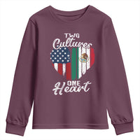 Mexican Roots Youth Sweatshirt Mexican American Flag Two Cultures One Heart - Wonder Print Shop
