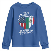 Mexican Roots Youth Sweatshirt Mexican American Flag Two Cultures One Heart - Wonder Print Shop