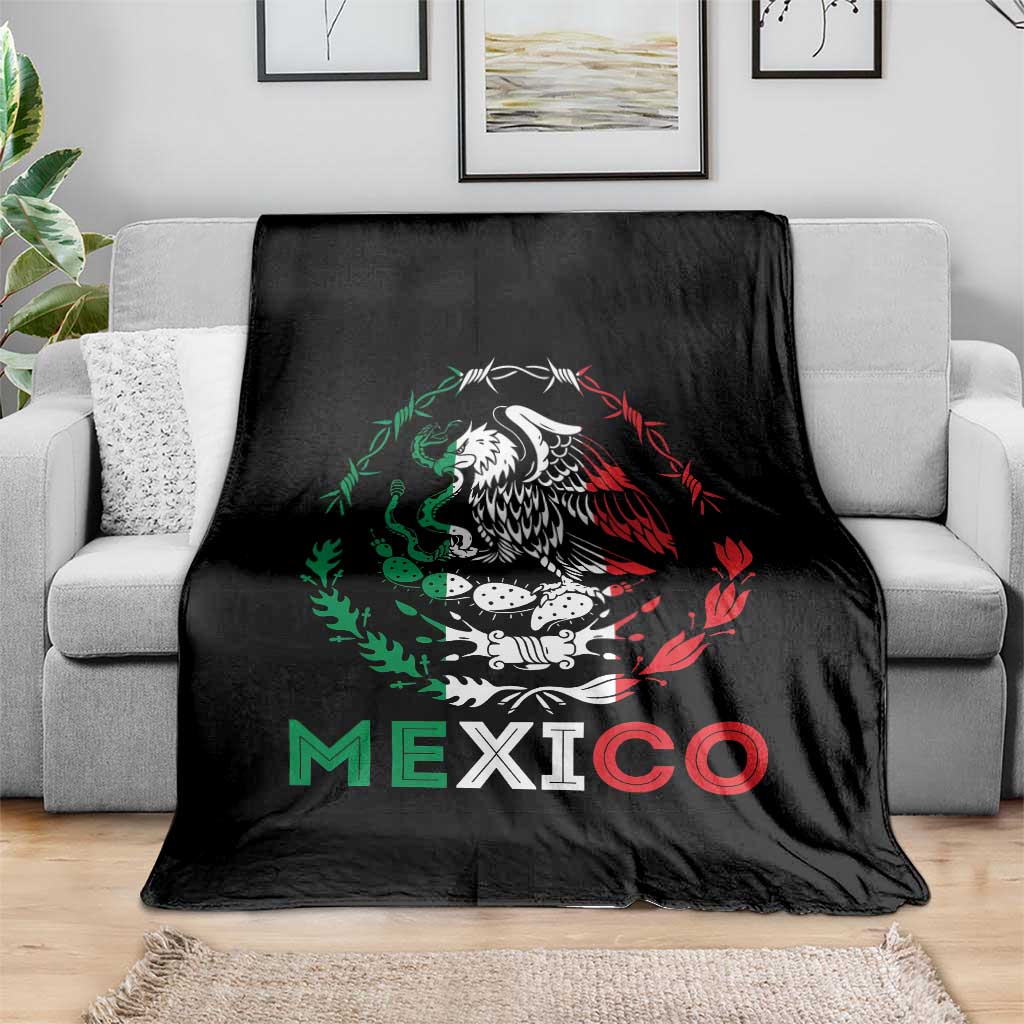 Mexico Coat of Arms Throw Blanket Eagle Mexican Flag Mexico Heritage Roots - Wonder Print Shop