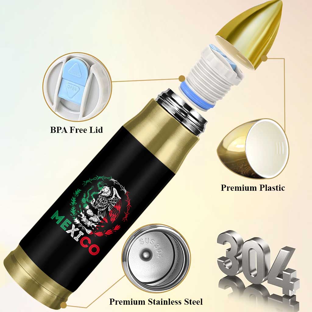 Mexico Coat of Arms Bullet Tumbler Eagle Mexican Flag Mexico Heritage Roots - Wonder Print Shop