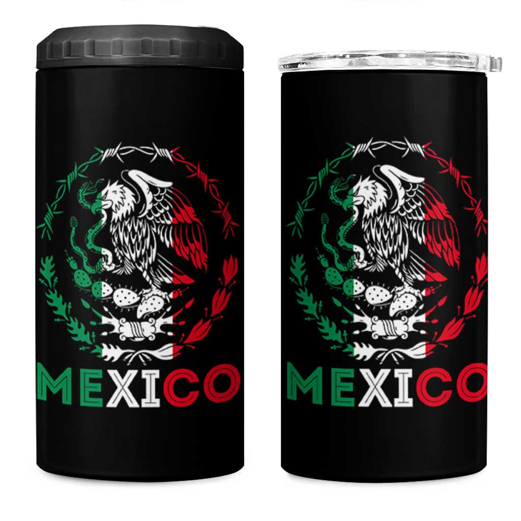 Mexico Coat of Arms 4 in 1 Can Cooler Tumbler Eagle Mexican Flag Mexico Heritage Roots - Wonder Print Shop