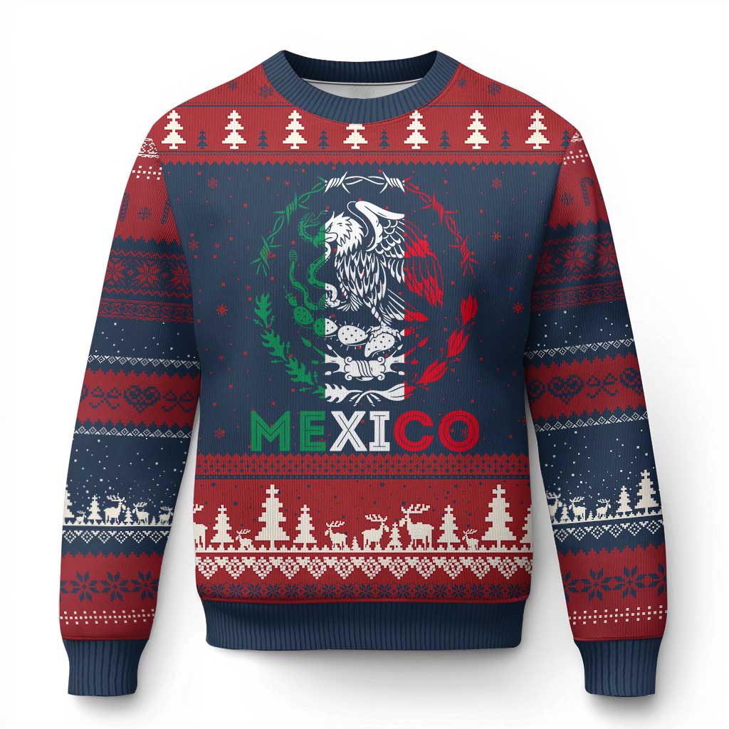 Mexico Coat of Arms Ugly Christmas Sweater Eagle Mexican Flag Mexico Heritage Roots - Wonder Print Shop