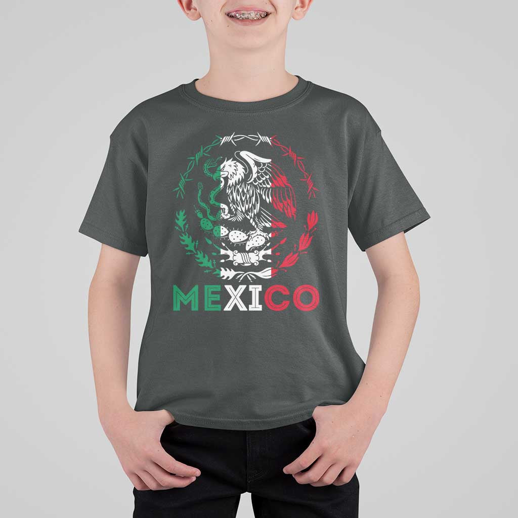 Mexico Coat of Arms T Shirt For Kid Eagle Mexican Flag Mexico Heritage Roots - Wonder Print Shop