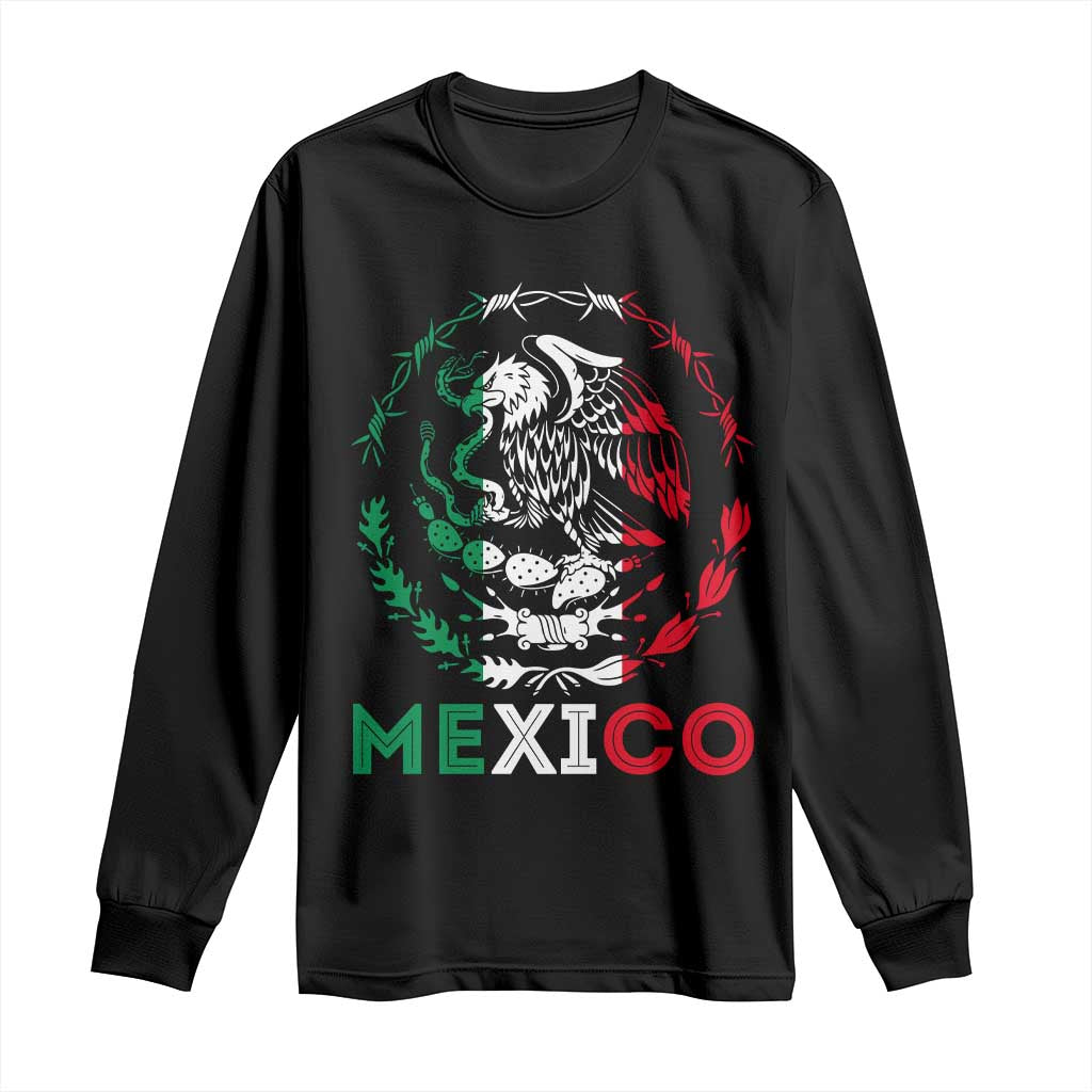 Mexico Coat of Arms Long Sleeve Shirt Eagle Mexican Flag Mexico Heritage Roots - Wonder Print Shop