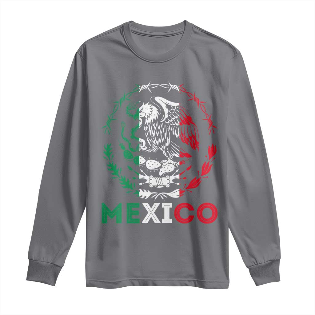 Mexico Coat of Arms Long Sleeve Shirt Eagle Mexican Flag Mexico Heritage Roots - Wonder Print Shop