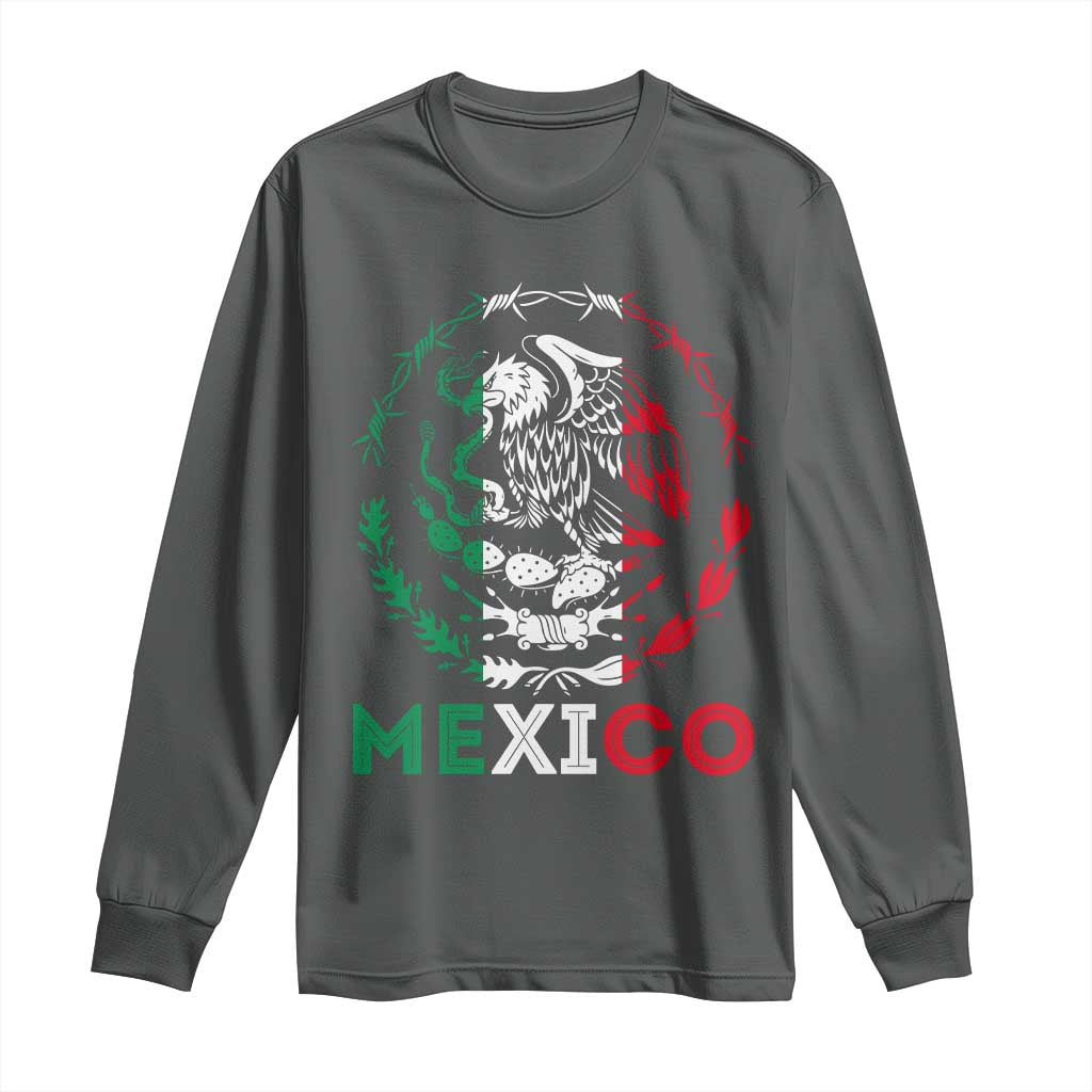 Mexico Coat of Arms Long Sleeve Shirt Eagle Mexican Flag Mexico Heritage Roots - Wonder Print Shop