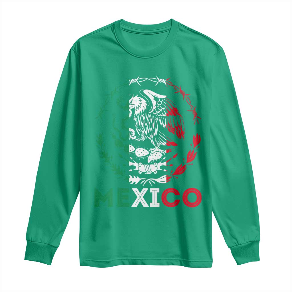 Mexico Coat of Arms Long Sleeve Shirt Eagle Mexican Flag Mexico Heritage Roots - Wonder Print Shop