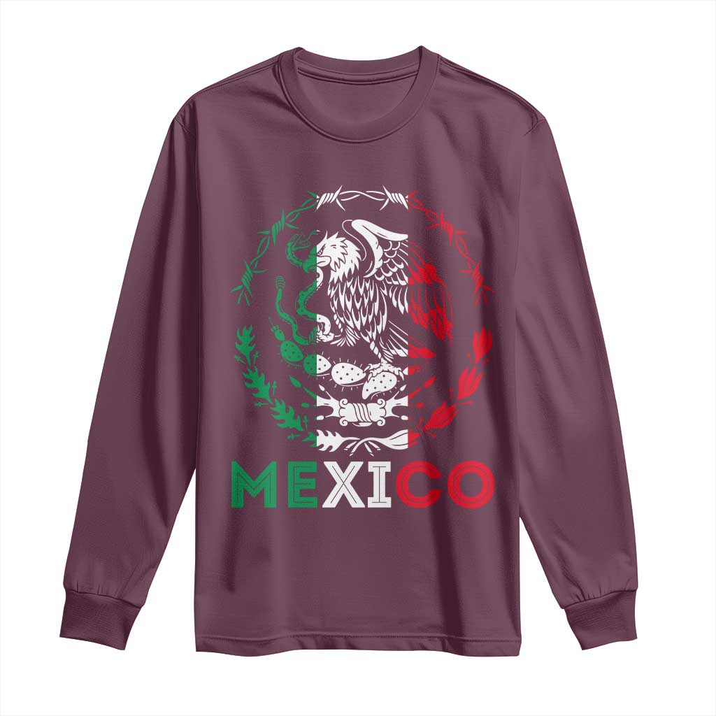 Mexico Coat of Arms Long Sleeve Shirt Eagle Mexican Flag Mexico Heritage Roots - Wonder Print Shop