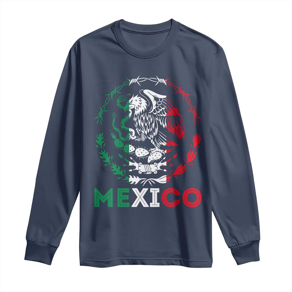 Mexico Coat of Arms Long Sleeve Shirt Eagle Mexican Flag Mexico Heritage Roots - Wonder Print Shop