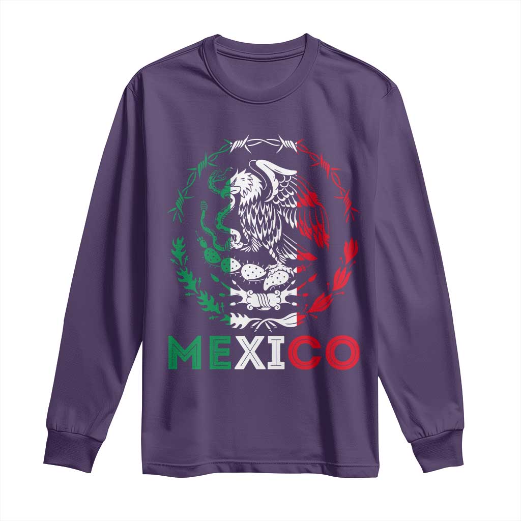 Mexico Coat of Arms Long Sleeve Shirt Eagle Mexican Flag Mexico Heritage Roots - Wonder Print Shop