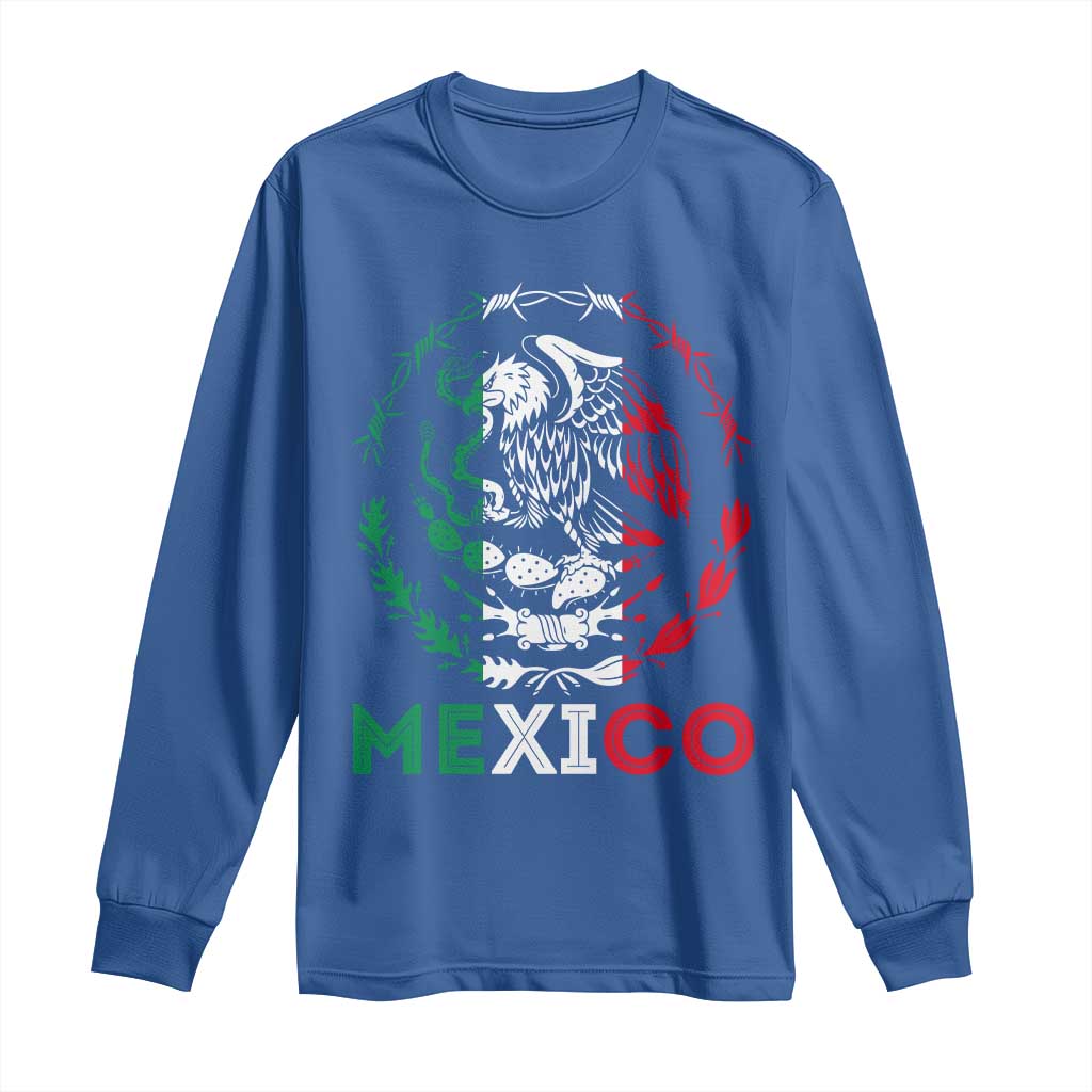 Mexico Coat of Arms Long Sleeve Shirt Eagle Mexican Flag Mexico Heritage Roots - Wonder Print Shop