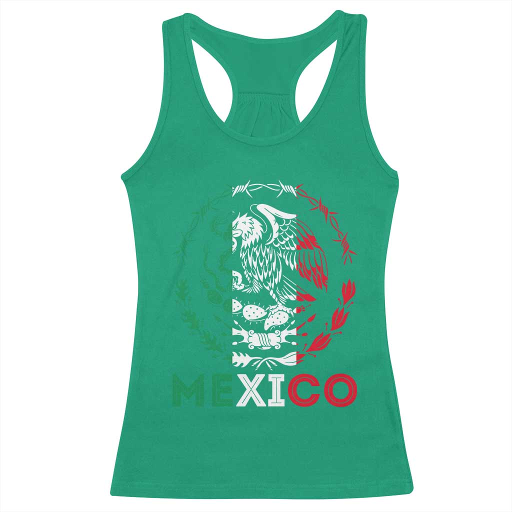 Mexico Coat of Arms Racerback Tank Top Eagle Mexican Flag Mexico Heritage Roots - Wonder Print Shop