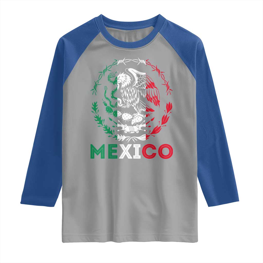Mexico Coat of Arms Raglan Shirt Eagle Mexican Flag Mexico Heritage Roots - Wonder Print Shop