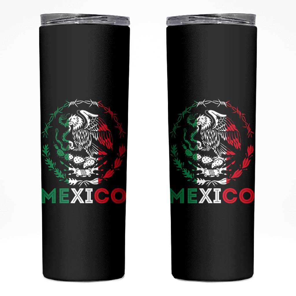 Mexico Coat of Arms Skinny Tumbler Eagle Mexican Flag Mexico Heritage Roots - Wonder Print Shop