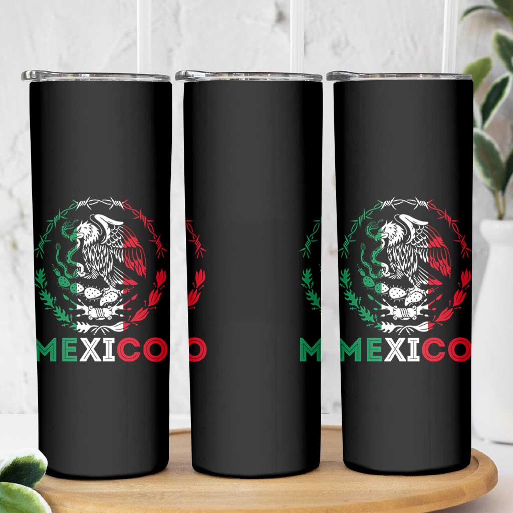 Mexico Coat of Arms Skinny Tumbler Eagle Mexican Flag Mexico Heritage Roots - Wonder Print Shop