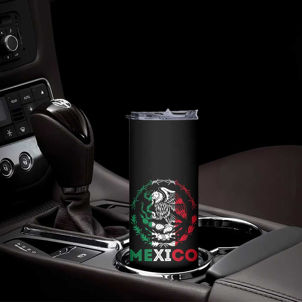 Mexico Coat of Arms Skinny Tumbler Eagle Mexican Flag Mexico Heritage Roots - Wonder Print Shop