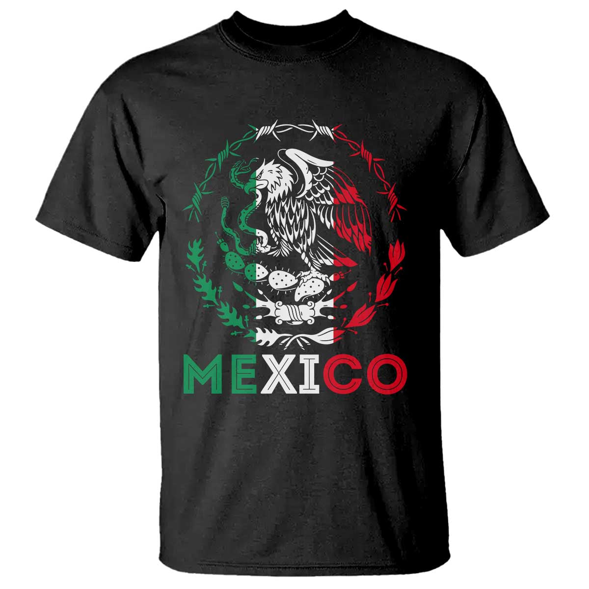 Mexico Coat of Arms T Shirt Eagle Mexican Flag Mexico Heritage Roots - Wonder Print Shop
