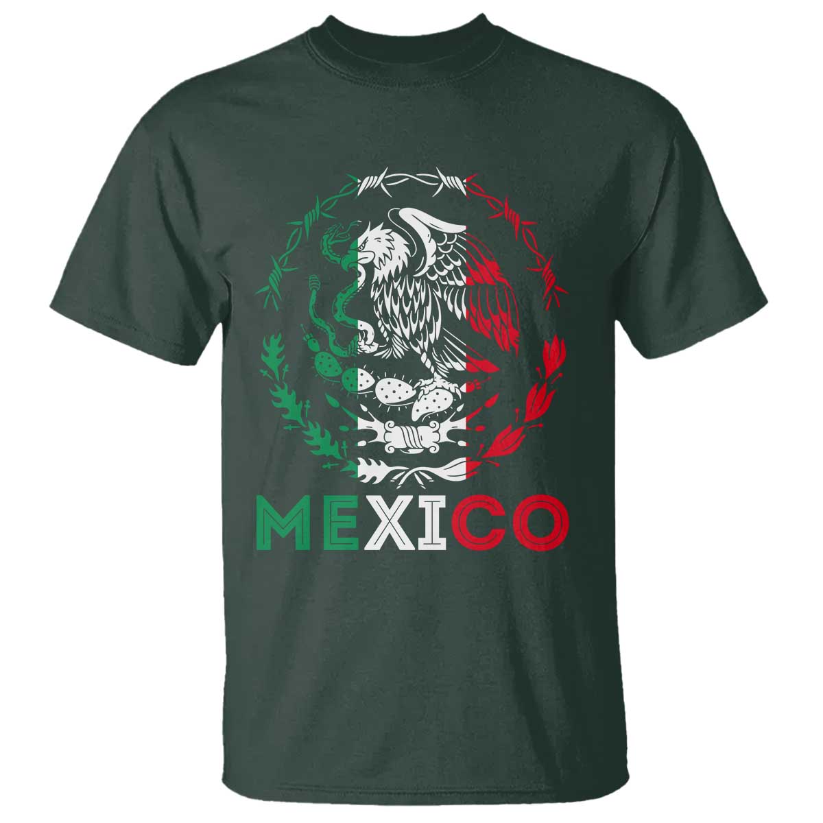 Mexico Coat of Arms T Shirt Eagle Mexican Flag Mexico Heritage Roots - Wonder Print Shop