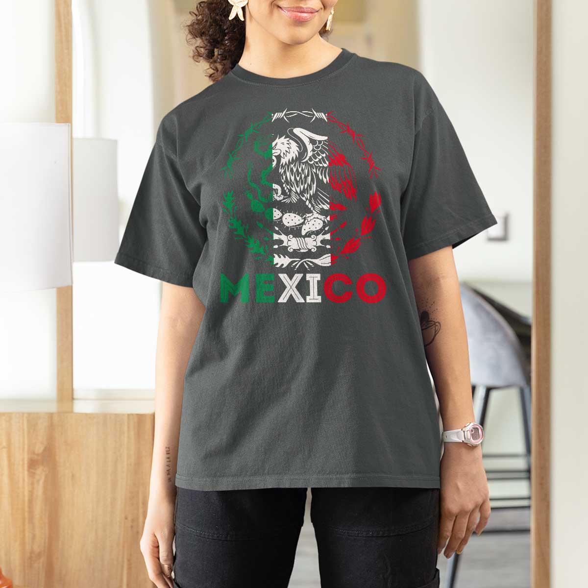 Mexico Coat of Arms T Shirt For Women Eagle Mexican Flag Mexico Heritage Roots - Wonder Print Shop