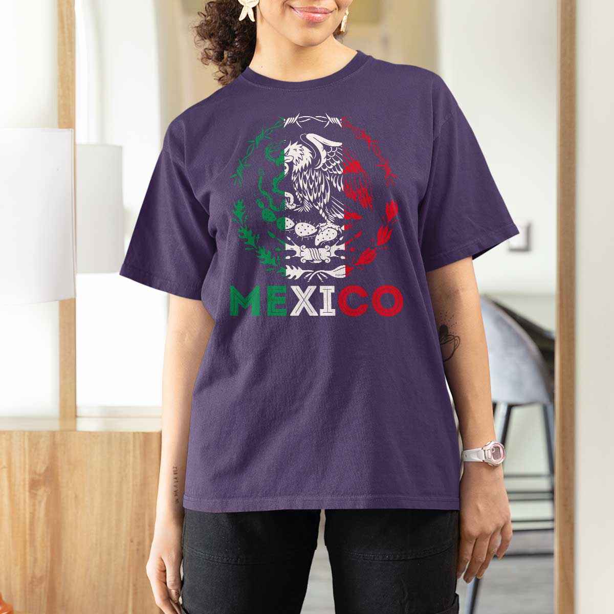 Mexico Coat of Arms T Shirt For Women Eagle Mexican Flag Mexico Heritage Roots - Wonder Print Shop