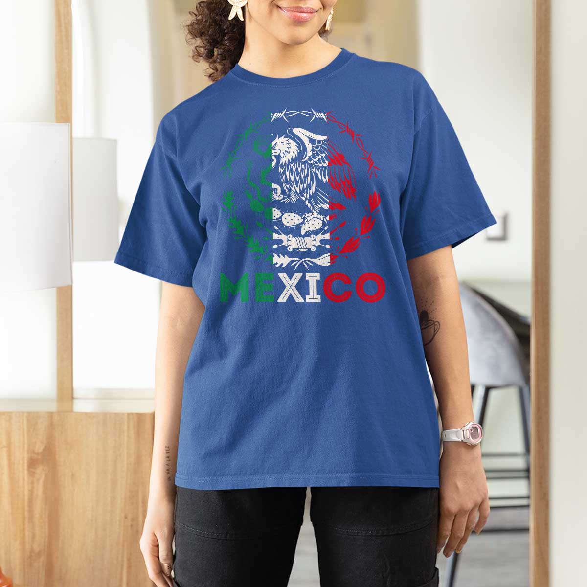 Mexico Coat of Arms T Shirt For Women Eagle Mexican Flag Mexico Heritage Roots - Wonder Print Shop