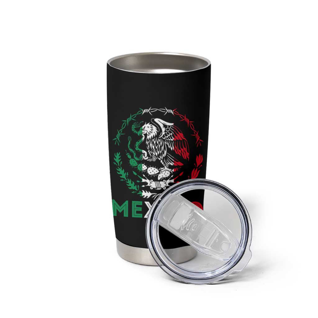 Mexico Coat of Arms Tumbler Cup Eagle Mexican Flag Mexico Heritage Roots - Wonder Print Shop