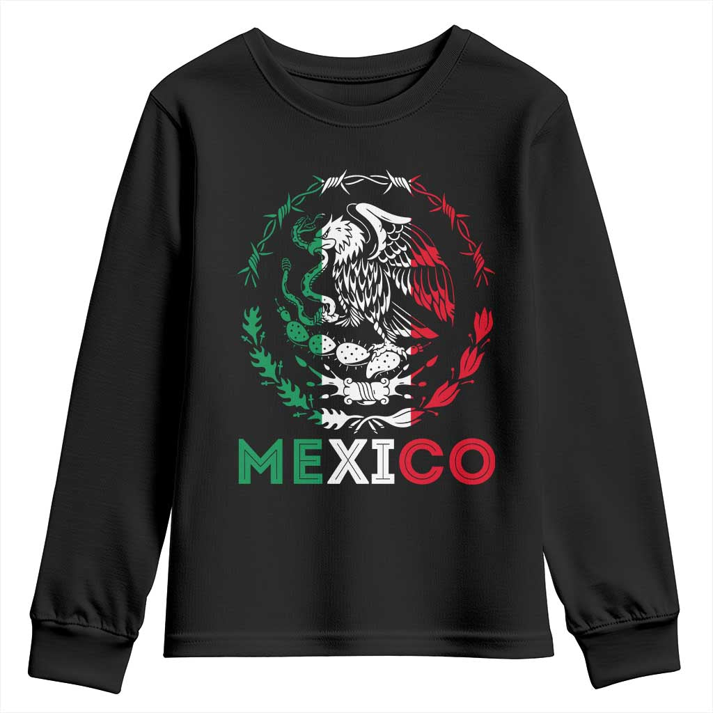 Mexico Coat of Arms Youth Sweatshirt Eagle Mexican Flag Mexico Heritage Roots - Wonder Print Shop