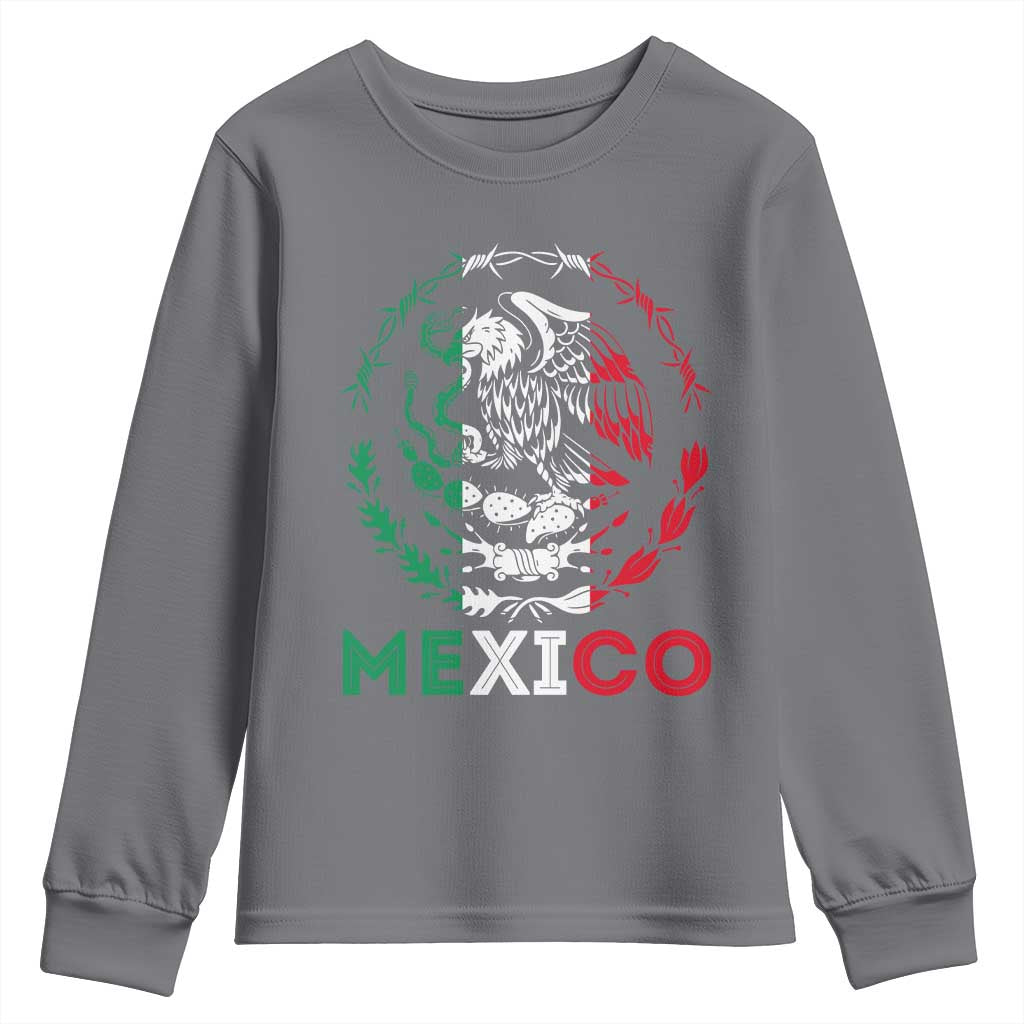 Mexico Coat of Arms Youth Sweatshirt Eagle Mexican Flag Mexico Heritage Roots - Wonder Print Shop