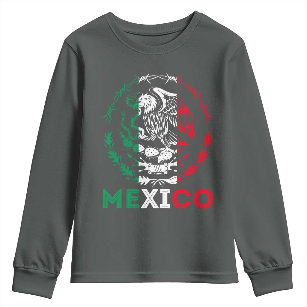 Mexico Coat of Arms Youth Sweatshirt Eagle Mexican Flag Mexico Heritage Roots - Wonder Print Shop